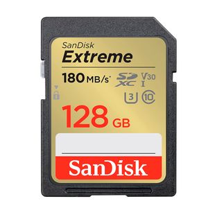 Memoria SD Sandisk Extreme 128GB 4K UHS-I Clase-10 U3 180 Mbs Amarilla