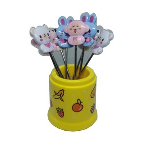 Juego de Mini Tenedores para Frutas Niños Amarillo