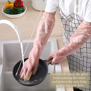 Guantes Limpieza Lavavajillas Antideslizantes con Felpa Lavandería Cocina Morado