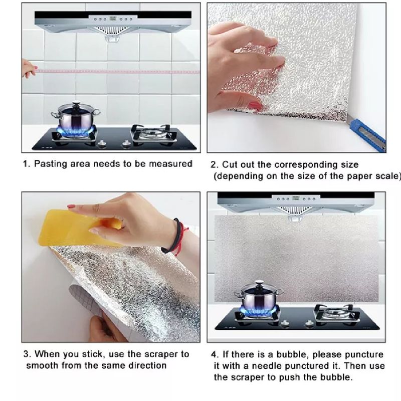 Papel Aluminio de Pared A Prueba de Aceite Extraíble Cocina Pegatinas  Autoadhesivas Impermeables
