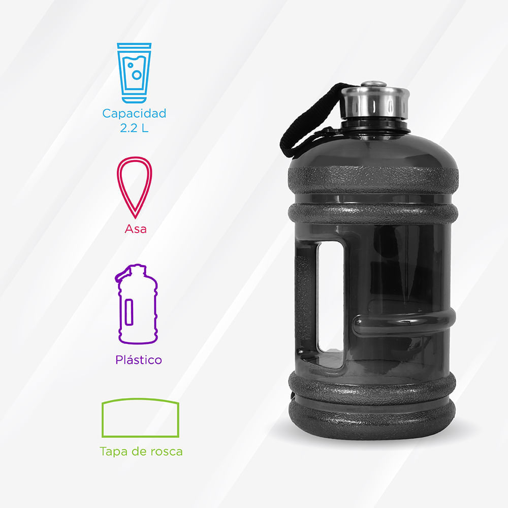 Botella de Plastico Cool de Agua Fria de Gran Capacidad con Asa y Correo  para Deportes Azul 2.2 L