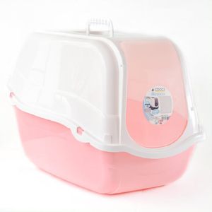 Arenero para Gatos - Bandeja Cerrada con Filtro - Rosado