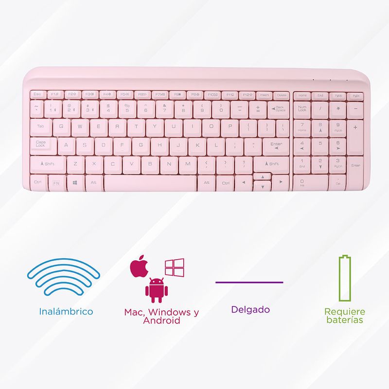 Teclado inal mbrico multimedia rosa Miniso 1000386765