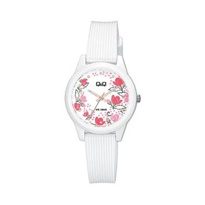 Reloj Q&Q Original Mujer Acuático Diseño Flores Blanco