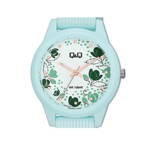 Reloj Q&Q Original Mujer Acuático Diseño Flores Celeste