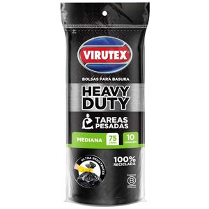 Bolsa de Basura Antibacterial VIRUTEX Heavy Duty 75l Paquete 10un