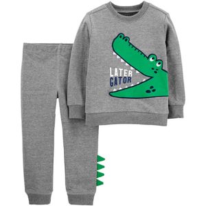 Chompa y Pantalón Carter's Gris con Diseño Dinosaurio de Algodón para Bebé Niño