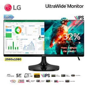 Monitor LG 25UM58, 25" IPS, Ultra Wide, 2560 x 1080, HDMI.