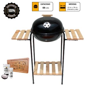 Parrilla Circular Mr. Grill con Madera + Tabla + Kit Sal Maras