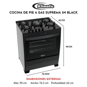 Cocina de pie Suprema 5H Black