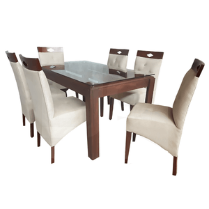 Juego de Comedor 6 Sillas Alto Hogar Condesa Beige