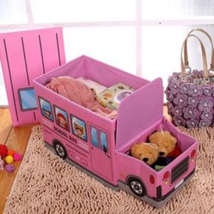 Caja Puff Plegable Organizador de Juguetes de Carrito para Niños- Rosado