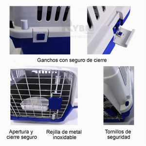 Jaula Transportadora De Perros Gatos L60Azul