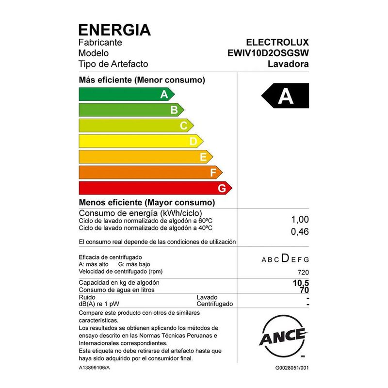 Lavadora Fuzzy Logic Electrolux EWIV10D2OSGSW | 1000392977