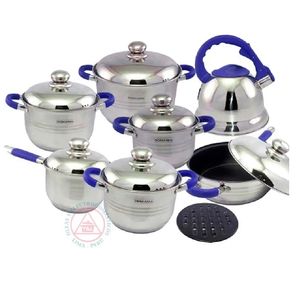 Set De Ollas Romania 13 Pcs Con Tetera Acero Inoxidable Azul