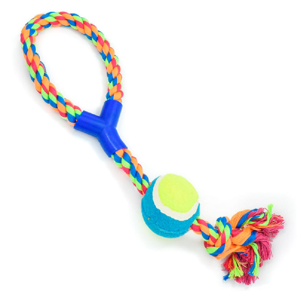 Juguete para Perros Soga con Pelota de Tenis para Jalar Real Plaza
