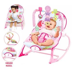 Silla Mecedora Musical Ideal Con Vibrador Elefante Rosado