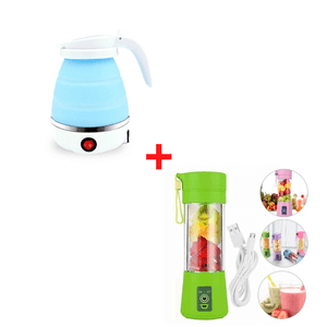 Combo Hervidor Eléctrico Plegable + Mini Licuadora Portátil