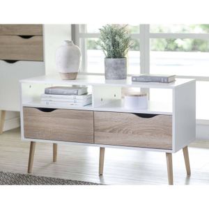Mesa de TV Rossana 98x39x57 cm Blanco/Oak