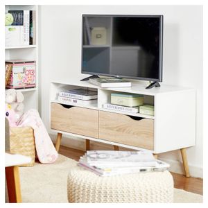 Mesa de TV Rossana 98x39x57 cm Blanco/Oak
