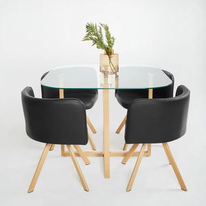 Juego de Comedor Ahorra Espacio 4 Sillas Negro