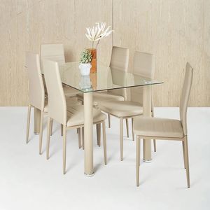 Juego de Comedor 6 Sillas Navarro Taupe