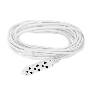 Extensión de cable Teraware 10m, 3 tomas, enchufe plano, blanco