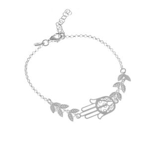 Pulsera Baliq de Plata 925 Mano Poderosa Hojas Serene