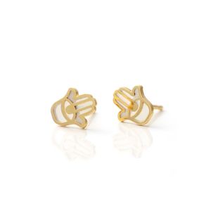 Aretes Baliq de Oro 18K con Madreperla Mano Pod G Siuss