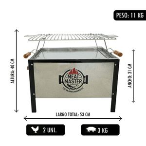 Caja China Master  Galvanizada Chica +  Parrilla De Varillas Inoxidable