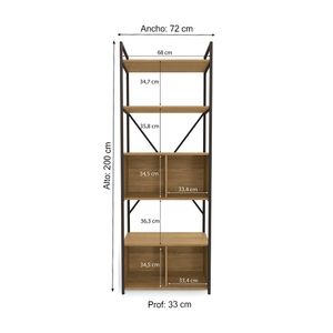 Estante London 4 niveles 200cm Maple Metal