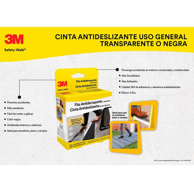 Cinta antideslizante 3M Safety-Walk Transparente 50mm x 5m - Promart