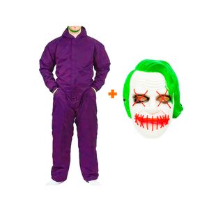 Disfraz Halloween Traje Morado+Máscara Joker Heath ledger