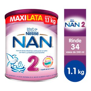 NAN® 2 Fórmula Láctea Infantil de Continuación en Polvo - Lata 1.1 KG