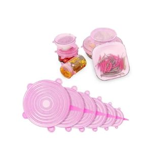 Tapas de Silicona Elásticas 6 Tamaños de Fundas para Tazones Rosado