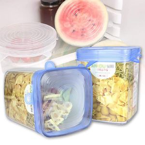 Tapas de Silicona Elásticas 6 Tamaños de Fundas para Tazones Azul
