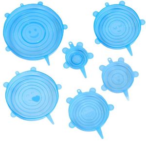 Tapas de Silicona Elásticas 6 Tamaños de Fundas para Tazones Azul
