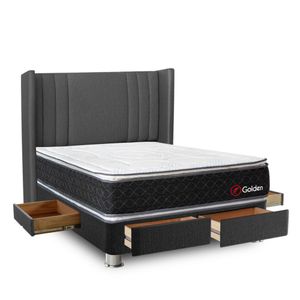 Dormitorio 4 Cajones Gris Golden 2 Plazas