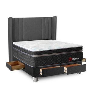 Dormitorio 4 Cajones Gris Platinium 2 Plazas