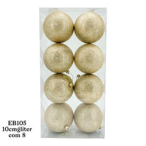 Bola 10cm Gliter set de 8 EB105 Floripa