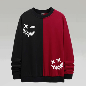 Polera Sudadera Hombre Yansus Bicolor con Estampado de Cara de Dibujo