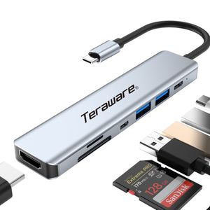 Hub Teraware USB 7 puertos, 1 x USB 3.0, 1 x USB 2.0, 2 x USB Tipo-C, SD, TF, HDMI