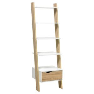 Estante Vintage Gladys 1 Cajón 55x48x180 cm Blanco/Oak
