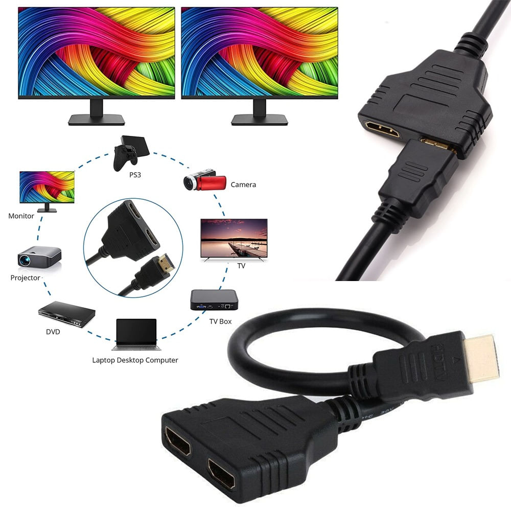  Divisor de cable HDMI 1 en 2 salidas HDMI Cable adaptador HDMI  macho a doble HDMI hembra 1 a 2 vías, compatible con dos televisores al  mismo tiempo, señal uno en