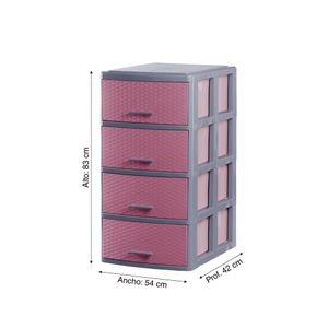 Cómoda Polin Mimbre Ratán #4 Gris Rosado