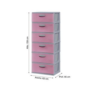 Megacomoda Mimbre Ratán #6 Gris Rosado