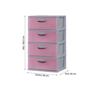 Megacomoda Mimbre Ratán #4 Gris Rosado
