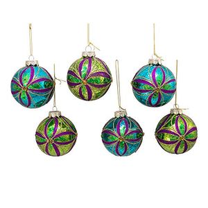 Adornos navideños colgantes Kurt S. Adler GG0891 en Azul verde dorado morado de Cristal Metal