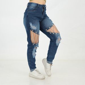 Jean Bencus Mujer Chain Legs Azul