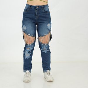 Jean Bencus Mujer Chain Legs Azul